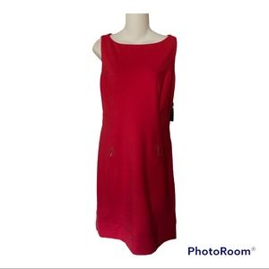 Ralph Lauren Sleeveless Sheath Dress Grenadine Red Size 10